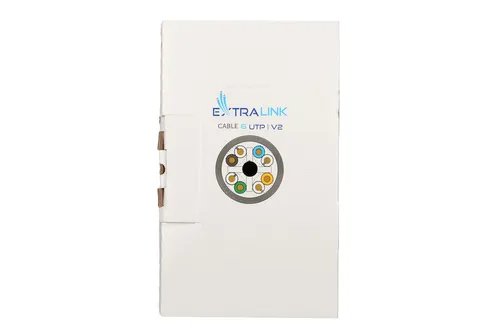 Extralink CAT6 UTP (U/UTP) V2 Innenbereich | Verdrillte Zweidrahtleitung | 305M Typ kablaKabel instalacyjny