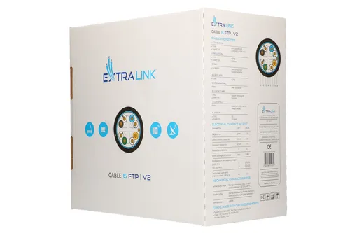 Extralink CAT6 FTP (F/UTP) V2 Zewnętrzny | Kabel sieciowy skrętka | 305M Kategoria kablaKat.6