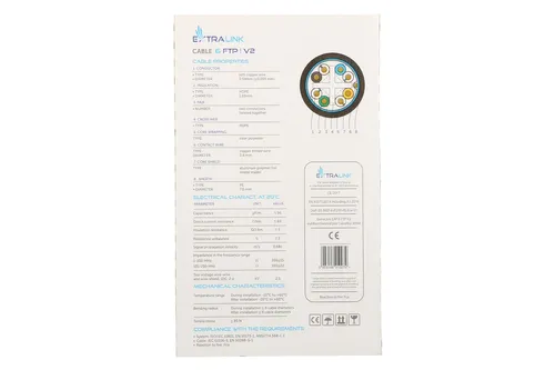 Extralink CAT6 FTP (F/UTP) V2 Esterno | Twisted pair | 305M Rodzaj ekranowania kablaF/UTP