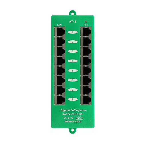 Extralink 8 Port | PoE инжектор Gigabit Ethernet | Активный, 8 портов Gigabit 802.3at/af, Mode A Ilość portów Ethernet LAN (RJ-45)16