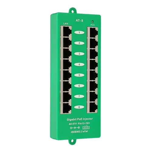 Extralink 8 Port | PoE инжектор Gigabit Ethernet | Активный, 8 портов Gigabit 802.3at/af, Mode A Możliwości montowania w stelażuNie