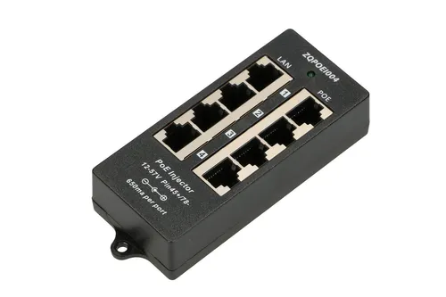 Extralink 4 портовый | PoE инжектор | 4x 100Mb/s RJ45 Prędkość transmisji danychFast Ethernet