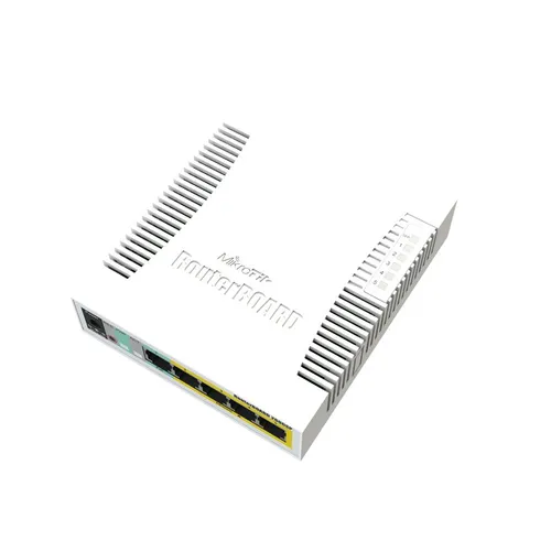 MikroTik RB260GSP | Switch | CSS106-1G-4P-1S, 5x RJ45 1000Mb/s, 1x SFP, 4x Passive PoE Ilość portów LAN1x [1G (SFP)]
