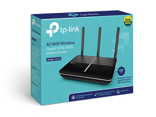 TP-Link Archer VR600 | Router Wi-Fi | AC1600, VDSL/ADSL, Dual Band, 4x RJ45 1000 Mb/s, 1x RJ11, 1x USB ADSL2Tak