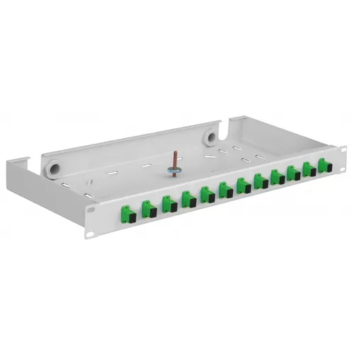 Mantar PS 19 "1U SC 12 Simplex | Caixa de distribuiçao de fibra óptica | 210 mm de profundidade KolorSzary
