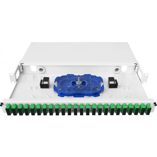 Mantar PS 19 "1U SC 24 Duplex Slide NG | Caixa de distribuiçao de fibra óptica | extensível sem guias, 290 mm de profundidade KolorSzary
