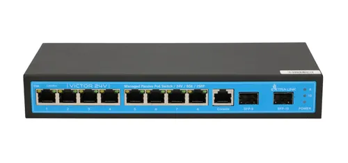 Extralink VICTOR-24V | PoE-Schalter | 8x Gigabit Passive PoE (24V) , 2x SFP, 1x Konsolenanschluss, 120W, Verwaltet Ilość portów LAN8x [10/100/1000M (RJ45)]
