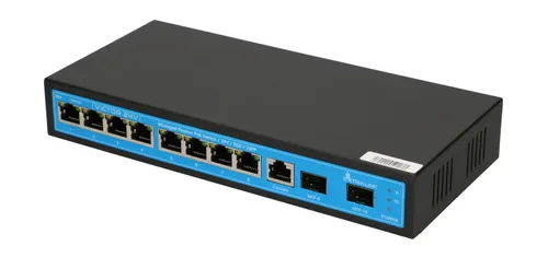Extralink VICTOR-24V | Switch PoE | 8x Gigabit Passive PoE (24V) , 2x SFP, 1x Port konzolový, 120W, Řízený Standard sieci LANGigabit Ethernet 10/100/1000 Mb/s