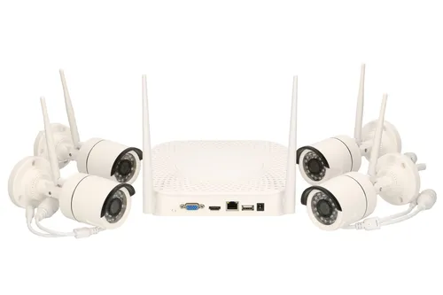 Extralink Extra-Vision V1004 | Drahtloses Überwachungskit | 4CH WiFi NVR + 4x WiFi Full HD Kamera IP66 Ilość kanałów video4