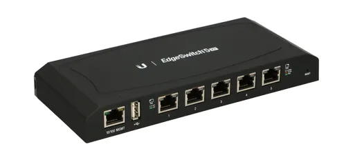 Ubiquiti ES-5XP | Switch | EdgeSwitch, 5x RJ45 1000Mb/s PoE, 60W Diody LEDDziałanie, Link, PoE, Zasilanie, Prędkość