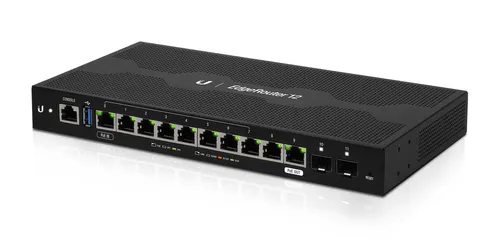 Ubiquiti ER-12 | Router | EdgeMAX EdgeRouter, 10x RJ45 1000Mb/s, 2x SFP, 1x PoE Ilość portów LAN10x [10/100/1000M (RJ45)]
