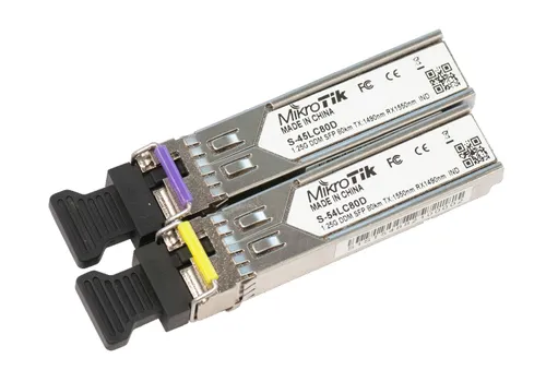 MikroTik S-4554LC80D | SFP Módulo | 1,25Gb/s, LC, 80km, Single mode, Pair (T1490nm/R1550nm) + (T1550nm/R1490nm)