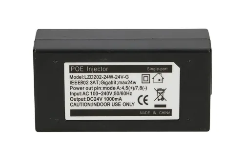 Extralink POE-24-24W-G | PoE Power supply | 24V, 1A, 24W, Gigabit, AC cable included Funkcje ochrony zasilaniaPrzeładowanie, Krótkie spięcie