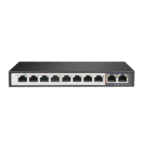 Extralink PERSES | Switch PoE | 8x Gigabit PoE/PoE+, 2x RJ45 Uplink Gigabit, 96W Ilość portów PoE8x [802.3af/at (1G)]
