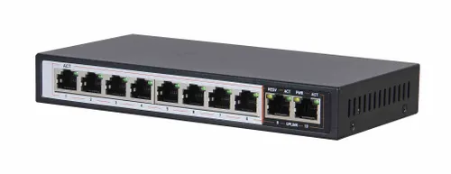 Extralink PERSES | Switch PoE | 8x Gigabit PoE/PoE+, 2x RJ45 Uplink Gigabit, 96W Napięcie wyjściowe48V