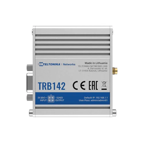 Teltonika TRB142 | Gateway, brama IoT | LTE Cat 1, RS232, Zdalne zarządzanie Typ łącznościLTE Cat.M1