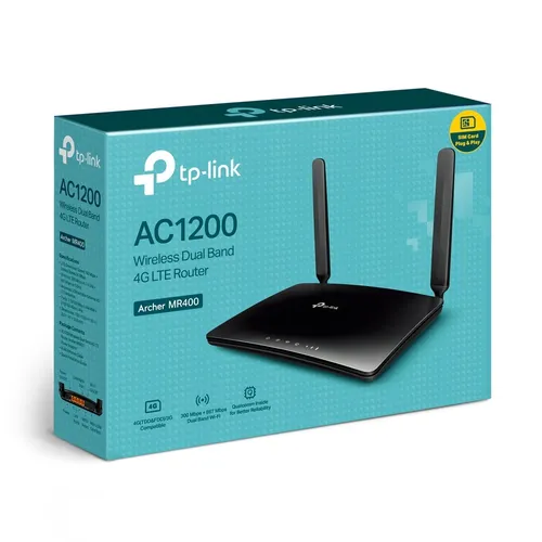 TP-Link Archer MR400 | Enrutador LTE | AC1200, Dual Band, 4x RJ45 100Mb/s, 1x SIM Standardy sieci bezprzewodowejIEEE 802.11a