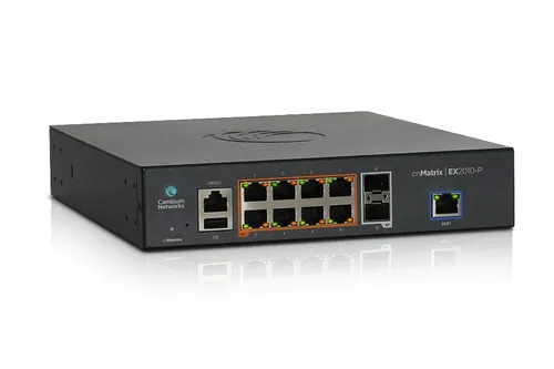 Cambium L2+ cnMatrix EX2010-P | Switch | 8x RJ45 1000Mb/s PoE+, 2x SFP, Řízený Ilość portów LAN8x [10/100/1000M (RJ45)]
