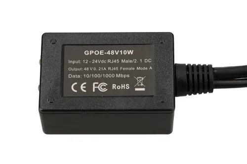 Extralink 1 Port | PoE-Inverter | Eingang 1x 1000Mb/s RJ45/Jack 10-30V, Ausgang 48V Gniazdko wyjścia DCTak