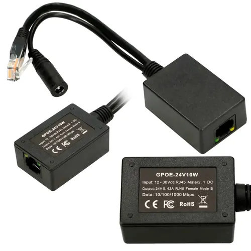 Extralink 1 Port | PoE инжектор | Input 1x 1000Mb/s RJ45/Jack 10-24V, Выход 24V Ilość portów Ethernet LAN (RJ-45)1