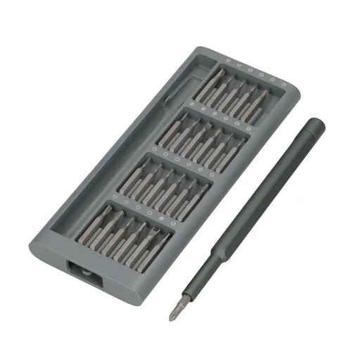 Xiaomi Mi Precision Screwdriver Kit | Zestaw wkrętaków | 24 w 1, kolor szary Rozmiary wkrętaków/wiertełPH000, PH00, PH0, PH1, SL1.5, SL2.0, H.7, H.9.9, H1.5, H2.0, P2, P5, 2,3, W1,5, Y0.6. 1, Yl, T2, T3, T4, T5H, T6H, T8H, T9H, T10H