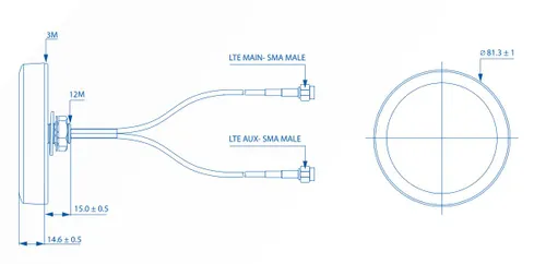 Teltonika 003R-00252 | Antena LTE | Dachowa ze złaczami SMA, COMBO MIMO Ilość na paczkę1