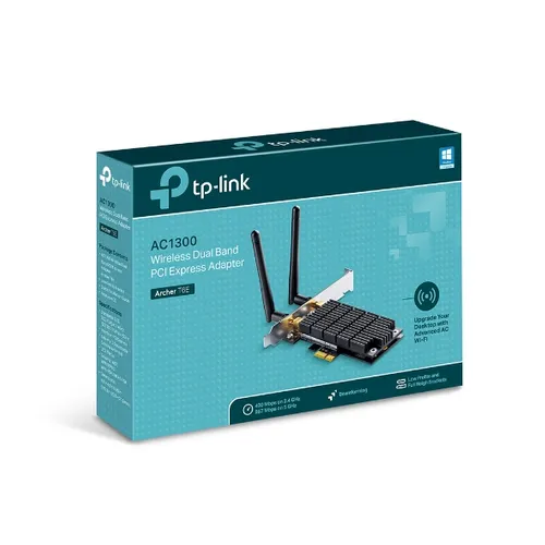 TP-Link Archer T6E | Karta sieciowa WiFi | AC1300, PCI Express, Dual Band Częstotliwość Wi-FiDual-band (2.4 GHz/5 GHz)