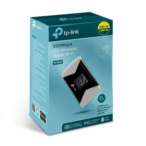 TP-Link M7650 | Modem LTE | Dual Band, 600Mb/s, 1x SIM, 1x microSD Diody LEDZasilanie