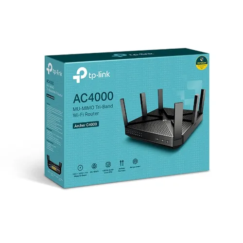 TP-Link Archer C4000 | Router Wi-Fi | AC4000, MU-MIMO, Tri-Band, 5x RJ45 1000Mb/s, 2x USB Częstotliwość wejściowa AC50 - 60