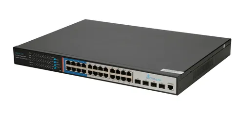 Extralink ZEUS V2 | Switch PoE | 24x Gigabit PoE/PoE+, 4x 10G SFP+, 1x Porta de console , 440W, L2/L3, Gerenciado Moc (W)400