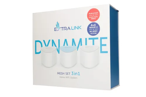 Extralink Dynamite | Sistema mesh 3in1 | AC2100, MU-MIMO, Sistema mesh domestico WiFi Klient DHCPTak
