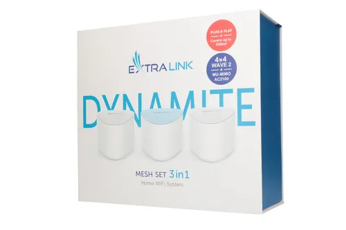 Extralink Dynamite | Mesh System 3in1 | AC2100, MU-MIMO, Home WiFi Mesh System Klient DHCPTak