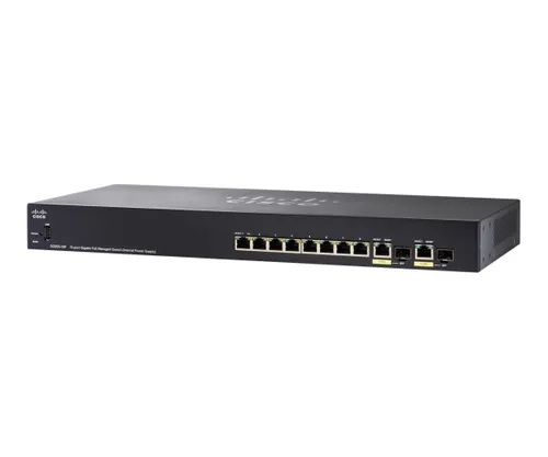 Cisco SG355-10P | Schalter | 10x 1000Mb/s PoE-Schalter, 62W, 2x Combo (RJ45/SFP) Ilość portów LAN10x [10/100/1000M (RJ45)]
