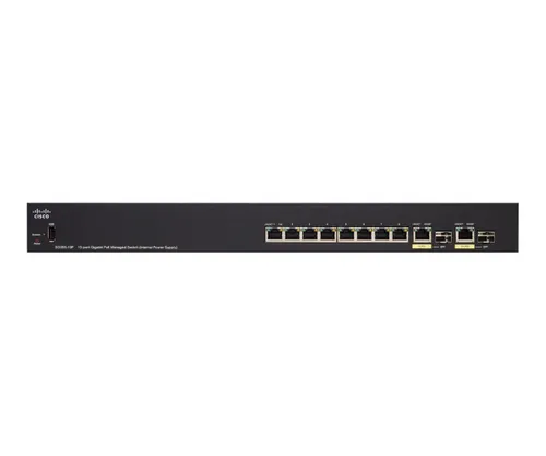 Cisco SG355-10P | Schalter | 10x 1000Mb/s PoE-Schalter, 62W, 2x Combo (RJ45/SFP) Ilość portów PoE8x [802.3af/at (1G)]
