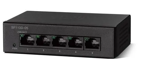 Cisco SF110D-05 | Switch | 5x 100Mb/s, Obudowa Desktop Ilość portów LAN5x [10/100M (RJ45)]
