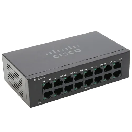 Cisco SF110D-16 | Switch | 16x 100Mb/s, Kryt Desktop Standard sieci LANFast Ethernet 10/100Mb/s