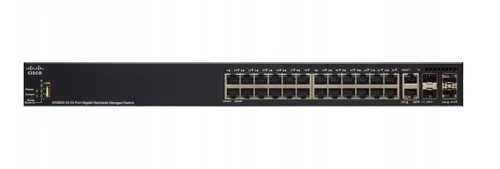 Cisco SG350X-24P | Switch PoE | 24x Gigabit RJ45 PoE, 2x 10G Combo(RJ45/SFP+), 2x SFP+, 192W PoE, apilable Ilość portów PoE24x [802.3af/at (1G)]
