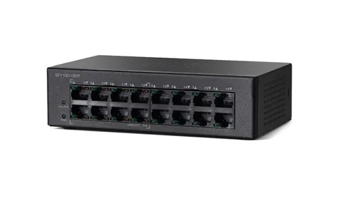 Cisco SF110D-16HP | Switch | 16x 100Mb/s, 8x PoE 802.3af, Kryt Desktop Ilość portów LAN16x [10/100M (RJ45)]
