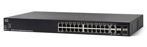 Cisco SG350X-24MP | PoE Коммутатор | 24x Gigabit RJ45 PoE, 2x 10G Combo(RJ45/SFP+), 2x SFP+, 382W PoE, Стекируемый Ilość portów LAN24x [10/100/1000M (RJ45)]
