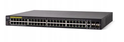 Cisco SG350-52MP | PoE Коммутатор | 48x 1000Mb/s Max PoE, 740W, 2x Combo(RJ45/SFP) + 2x SFP, управляемый Ilość portów LAN48x [10/100/1000M (RJ45)]
