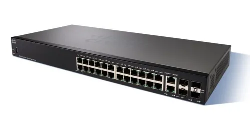 Cisco SF250-24 | Schalter | 24x 100Mb/s, 2x 1Gb/s Combo(RJ45/SFP), Verwaltet, Rackmontage Ilość portów LAN24x [10/100M (RJ45)]
