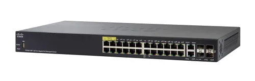 Cisco SG350-28P | Switch PoE | 24x 1000Mb/s PoE, 195W, 2x Combo(RJ45/SFP) + 2x SFP, Administrado Ilość portów LAN24x [10/100/1000M (RJ45)]
