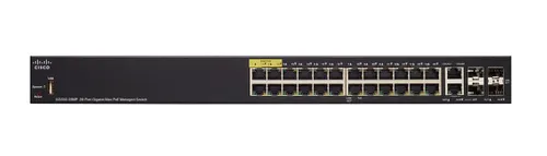 Cisco SG350-28MP | Switch PoE | 24x 1000Mb/s PoE, 382W, 2x Combo(RJ45/SFP) + 2x SFP, Zarządzalny Ilość portów LAN2x [1G (SFP)]
