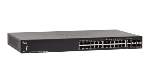 Cisco SF250-24P | Switch PoE | 24x 100Mb/s PoE/PoE+, 2x 1Gb/s Combo(RJ45/SFP), PoE 185W, řízený Ilość portów LAN24x [10/100M (RJ45)]
