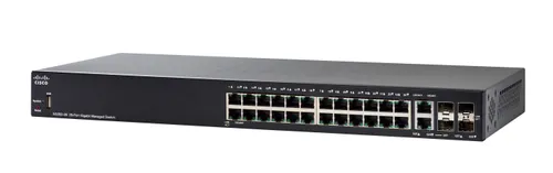 Cisco SG350-28 | Коммутатор | 24x 1000Mb/s, 2x Combo(RJ45/SFP) + 2x SFP, управляемый Ilość portów LAN24x [10/100/1000M (RJ45)]

