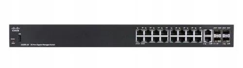 Cisco SG350-20 | Switch | 16x 1000Mb/s, 2x Combo(RJ45/SFP) + 2x SFP, Řízený Ilość portów LAN16x [10/100/1000M (RJ45)]
