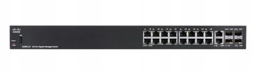 Cisco SG350-20 | Switch | 16x 1000Mb/s, 2x Combo(RJ45/SFP) + 2x SFP, Řízený Ilość portów LAN16x [10/100/1000M (RJ45)]
