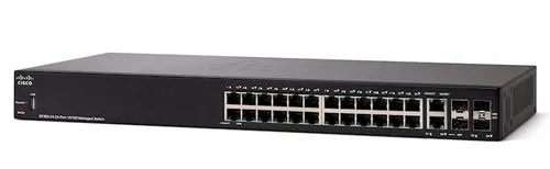 Cisco SF350-24 | Switch | 24x 100Mb/s, 2x 1Gb/s Combo(RJ45/SFP)+ 2x SFP, Řízený Ilość portów LAN24x [10/100M (RJ45)]
