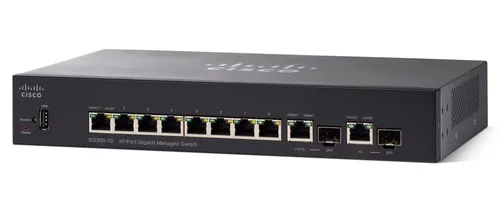 Cisco SG350-10 | Switch | 8x 1000Mb/s, 2x Combo(RJ45/SFP), Zarządzalny Ilość portów LAN8x [10/100/1000M (RJ45)]
