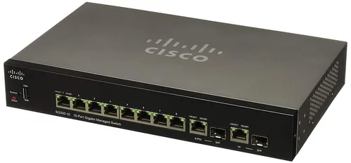 Cisco SG350-10 | Switch | 8x 1000Mb/s, 2x Combo(RJ45/SFP), Managed Ilość portów LAN2x [1G Combo (RJ45/SFP)]
